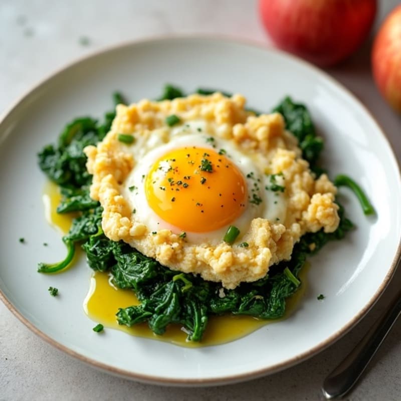 Egg White Spinach Scramble with Cottage Cheese