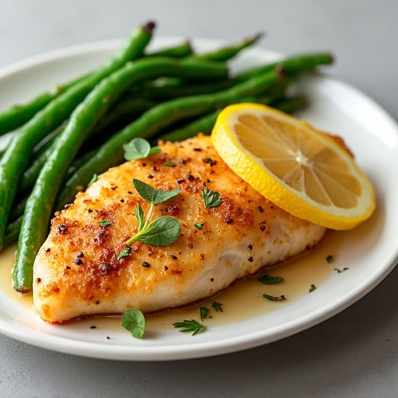 Crispy Lemon Herb Chicken with Roasted Green Beans
