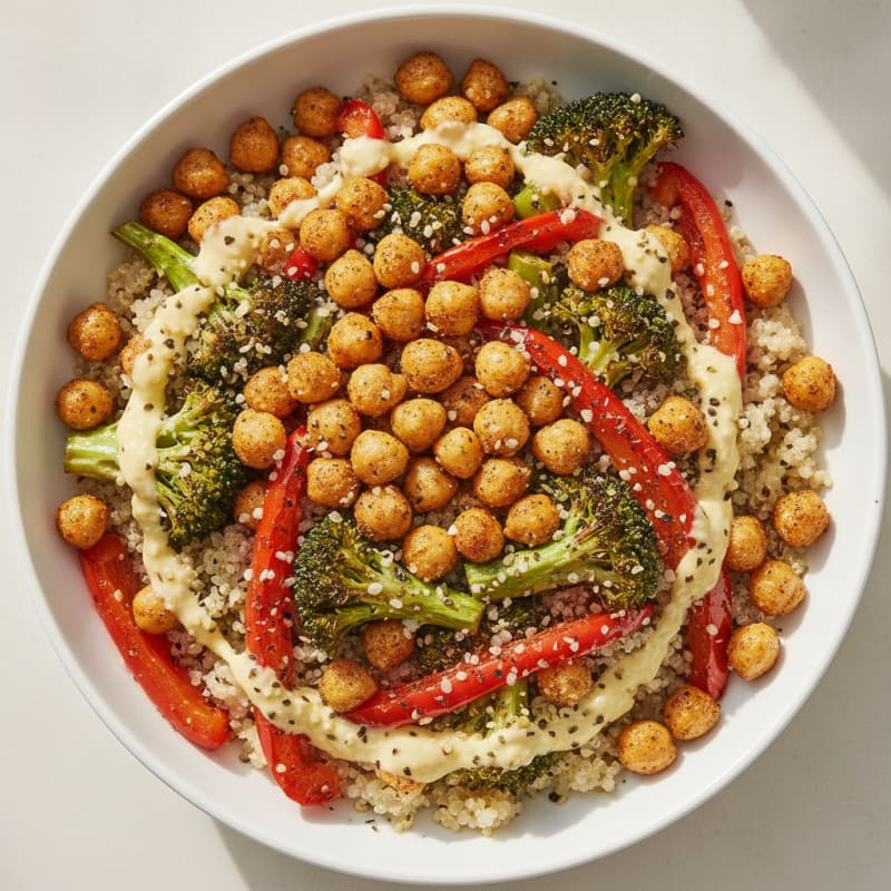 Roasted Vegetable and Chickpea Grain Bowl