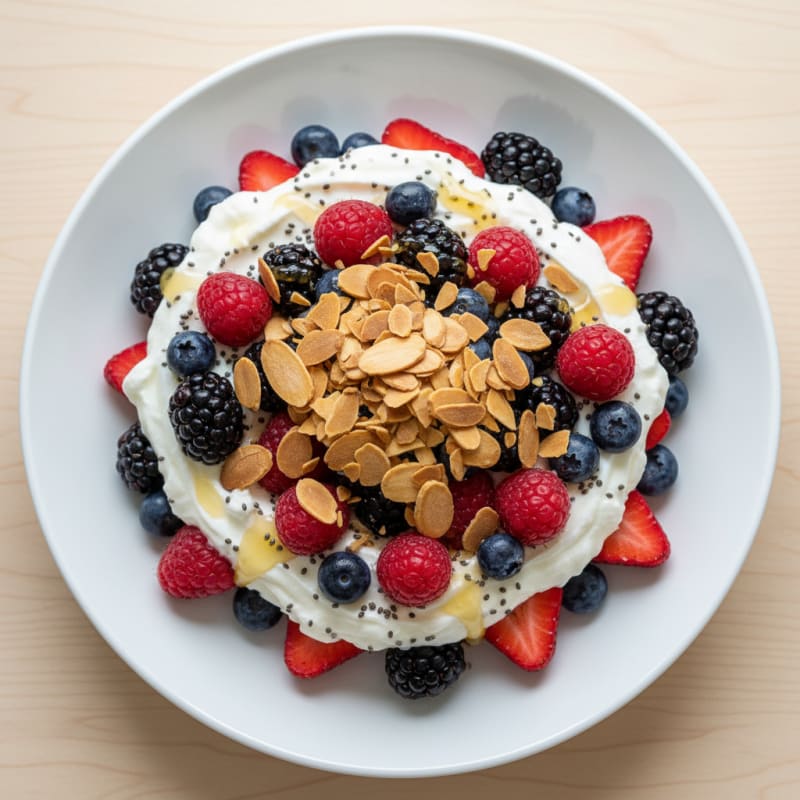 Greek Yogurt Protein Parfait with Mixed Berries