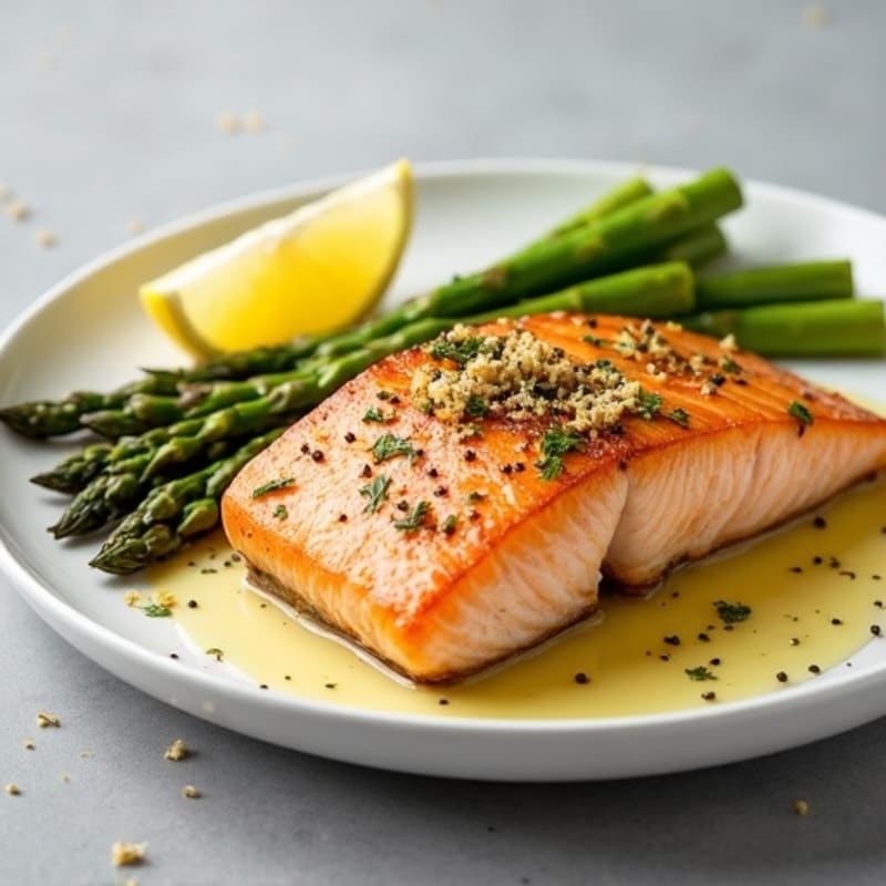 Lemon Garlic Salmon with Roasted Asparagus