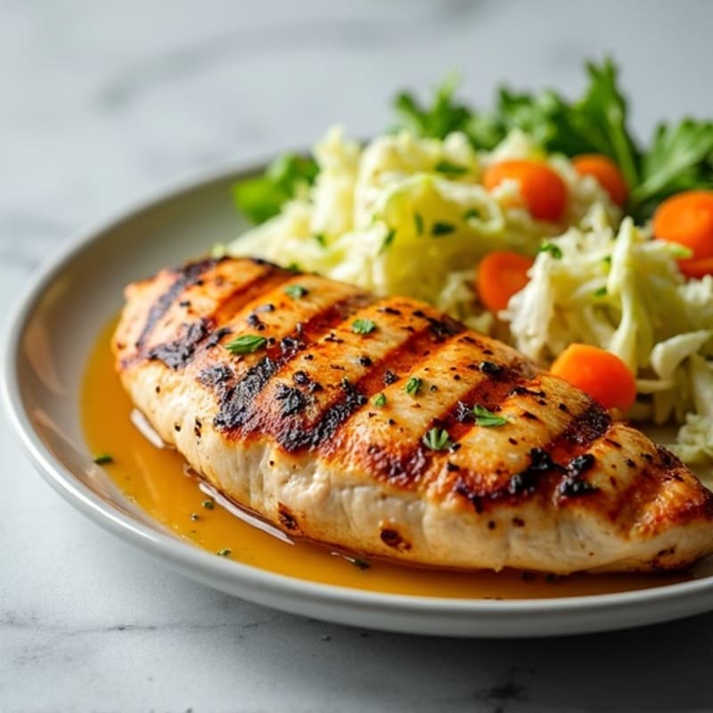 Grilled Chicken Breast with Crunchy Cabbage Slaw