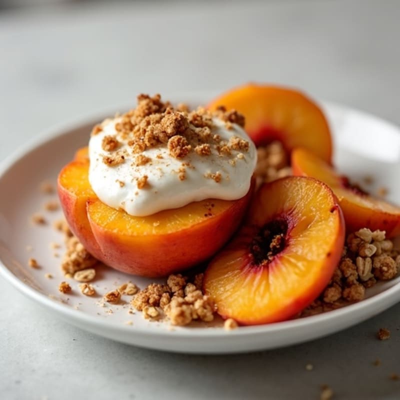 Baked Peaches with Crispy Oat Crumble