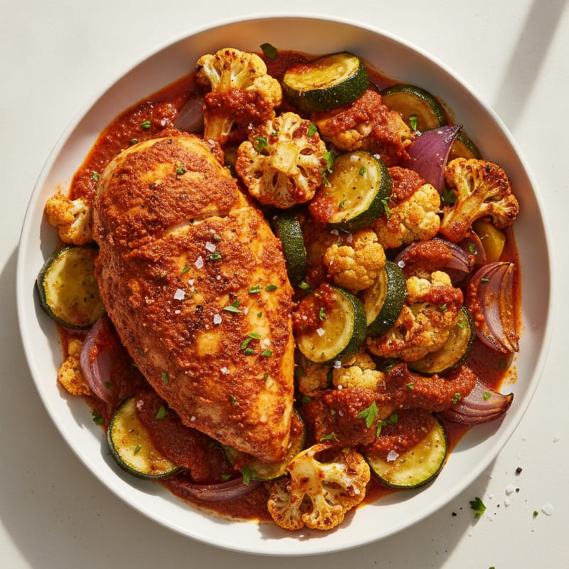 Spicy Harissa Chicken with Roasted Vegetables