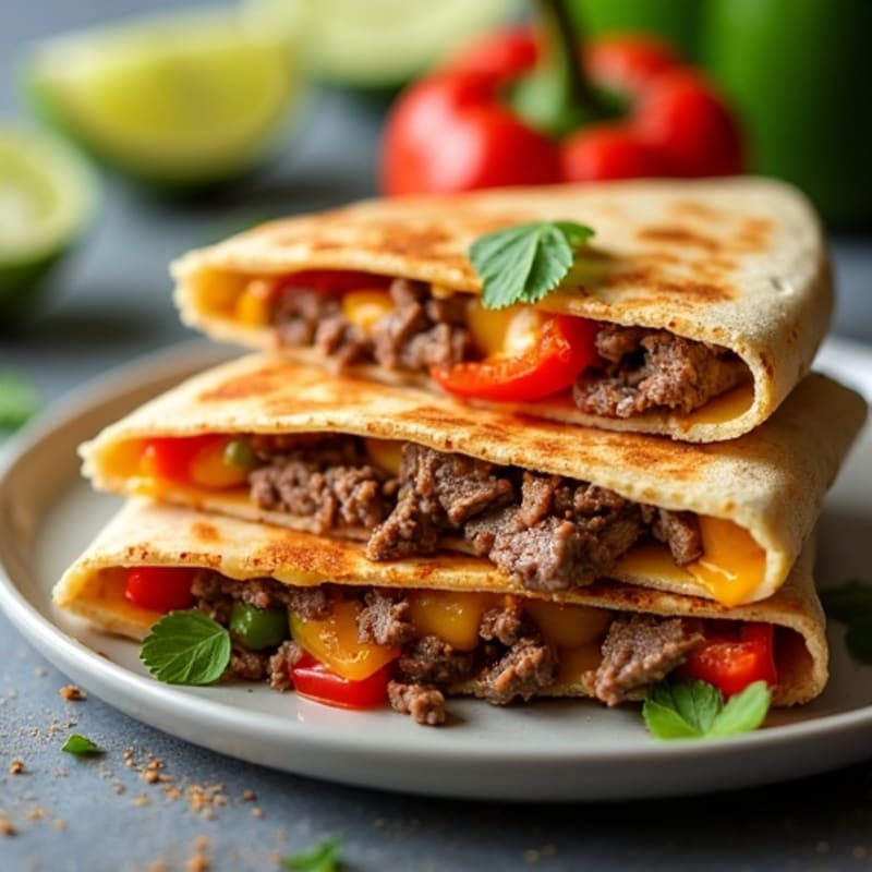 Spicy Lime Steak Quesadillas with Bell Peppers
