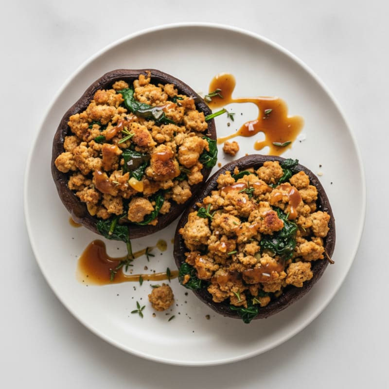 Herb-Stuffed Portobello Mushrooms with Balsamic Glaze