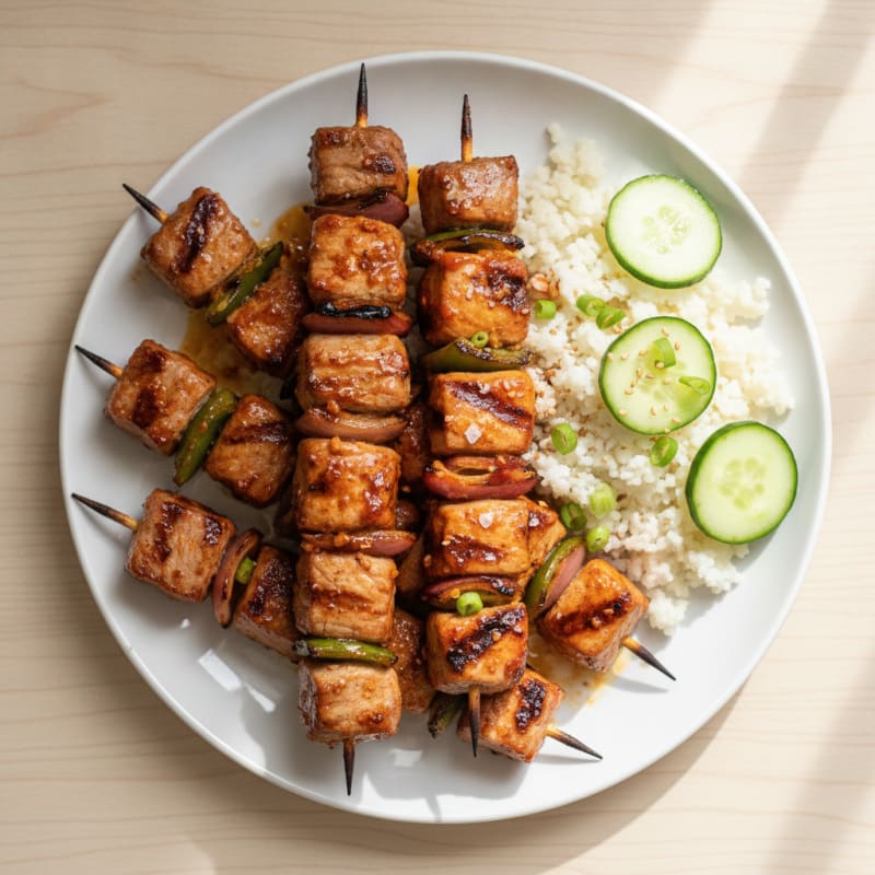 Spicy Gochujang Pork Belly Skewers
