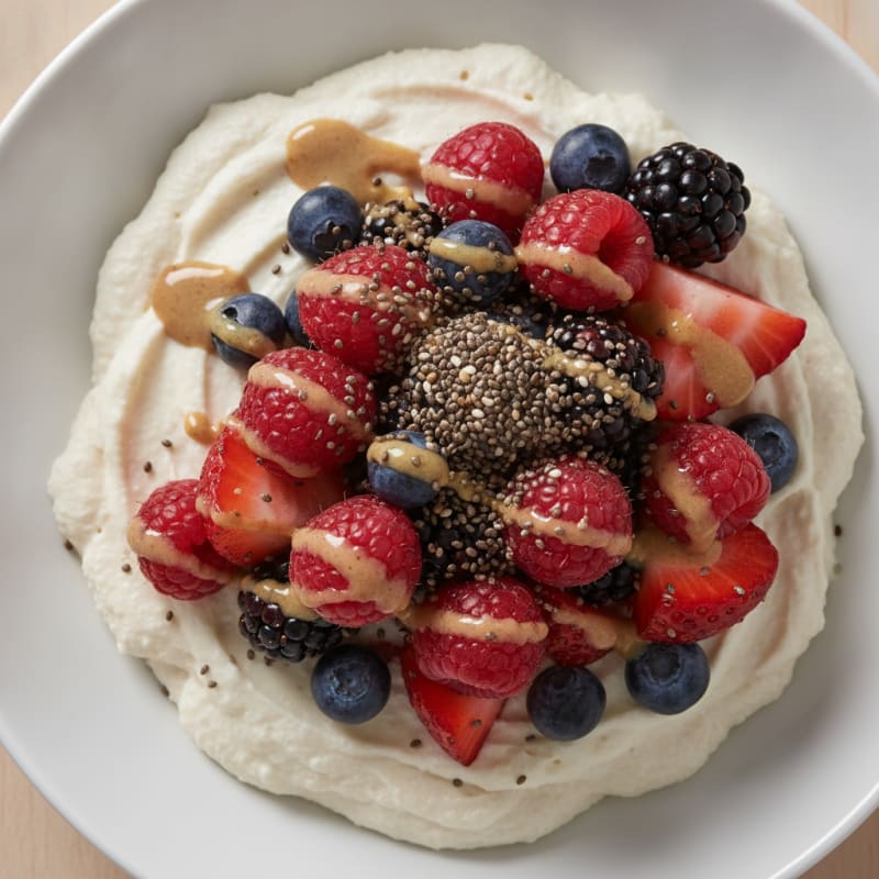 Greek Yogurt Protein Mousse with Mixed Berries