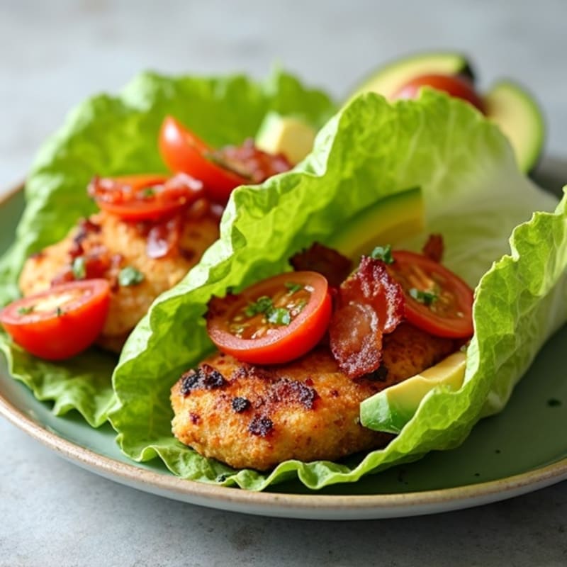 Crispy Chicken and Smoky Bacon Lettuce Wraps with Fresh Tomato and Creamy Avocado