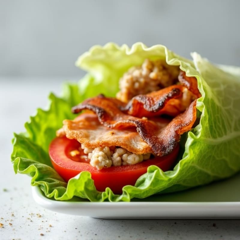 Crispy Turkey and Bacon Lettuce Wraps with Fresh Tomato