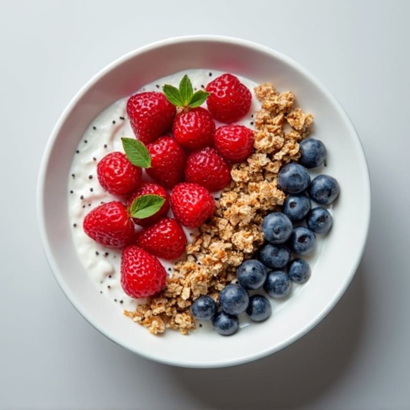 Silky Greek Yogurt Bowl with Chia Seeds and Mixed Berries