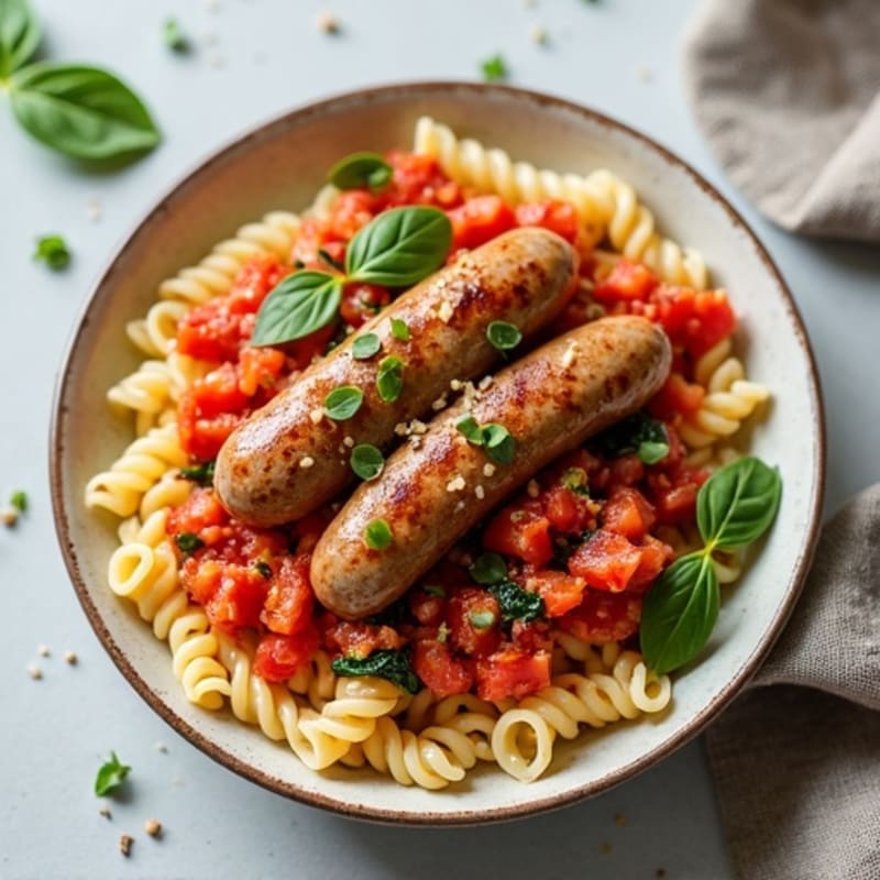 Lean Turkey Sausage Ragu with Protein Pasta