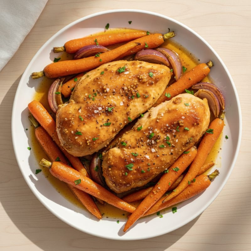 Sweet and Savory Sheet Pan Chicken with Roasted Carrots