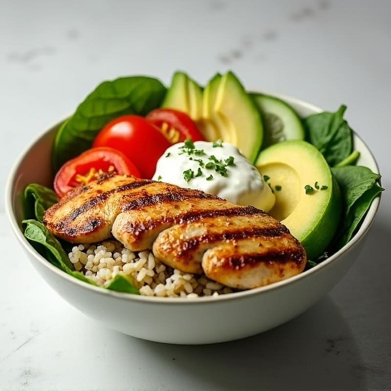 Grilled Chicken Power Bowl with Creamy Avocado Dressing