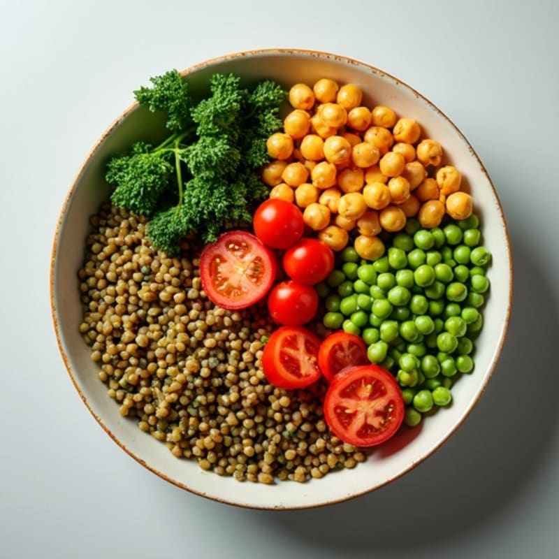 Crispy Roasted Chickpea and Lentil Power Bowl