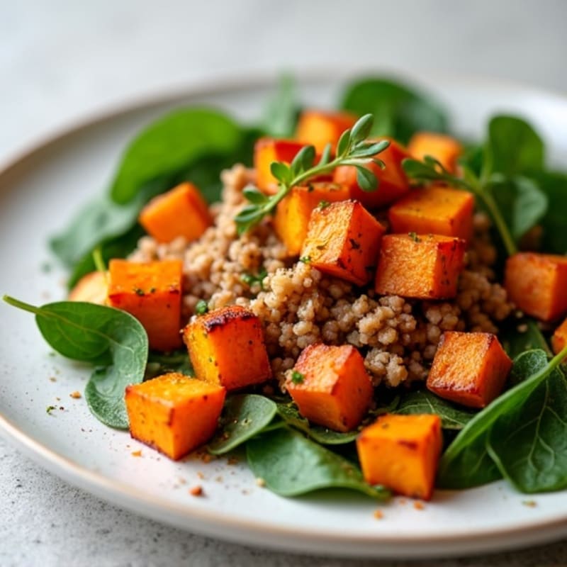 Crispy Sweet Potato and Turkey Hash with Fresh Spinach