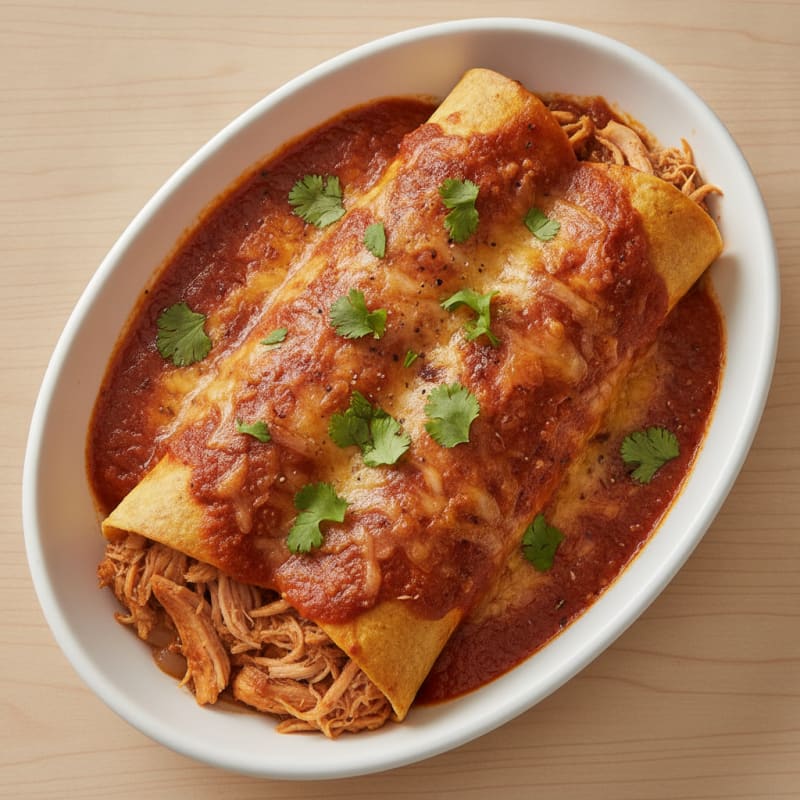 Chicken and Cheese Enchiladas with Red Sauce