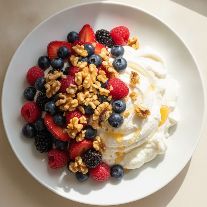 Silky Greek Yogurt Protein Mousse with Mixed Berries
