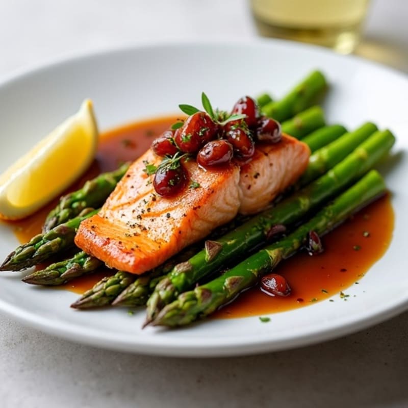 Sticky Date Glazed Salmon with Roasted Asparagus