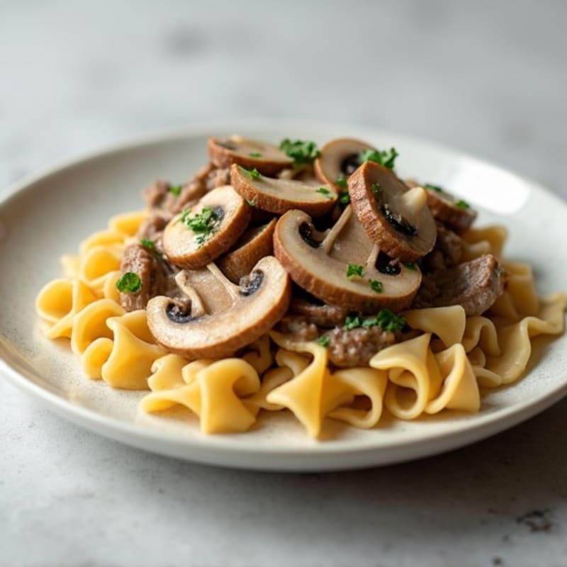 Creamy Lean Beef Stroganoff with Whole Grain Noodles