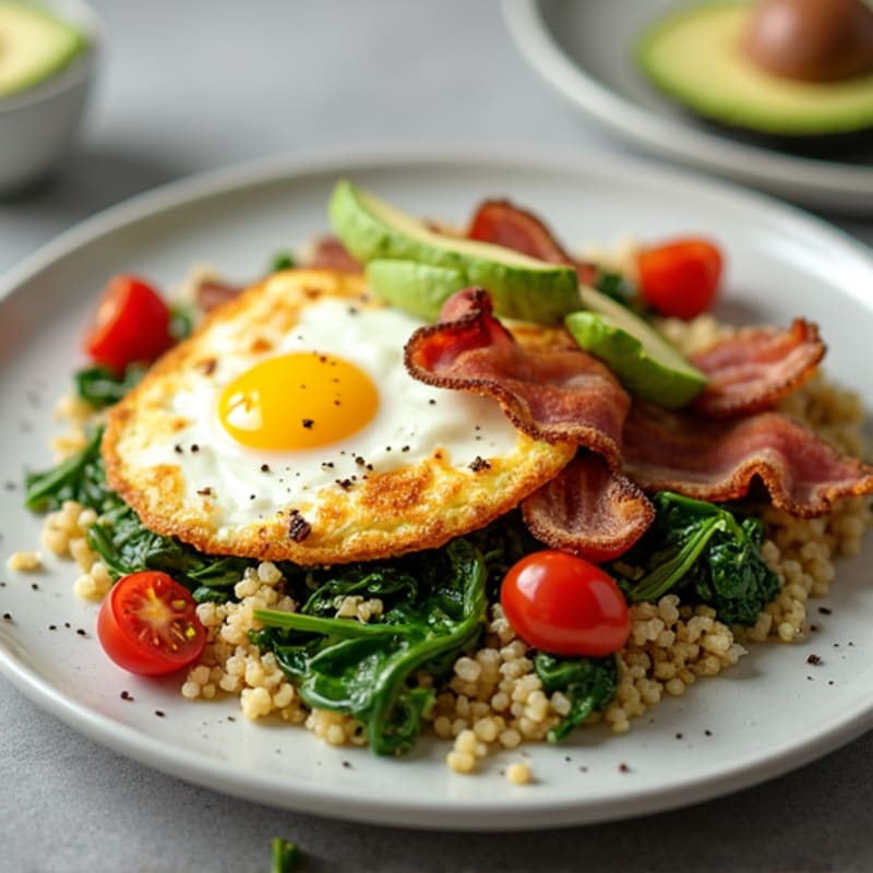 Egg White and Spinach Scramble with Turkey Bacon