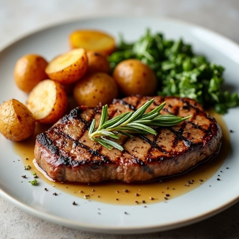 Herb-Garlic Butter Seared Steak with Roasted Baby Potatoes