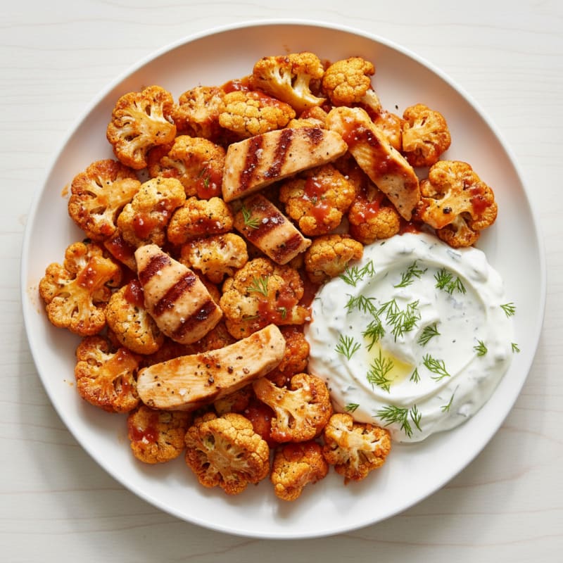 Buffalo Cauliflower Bites with Ranch Dip