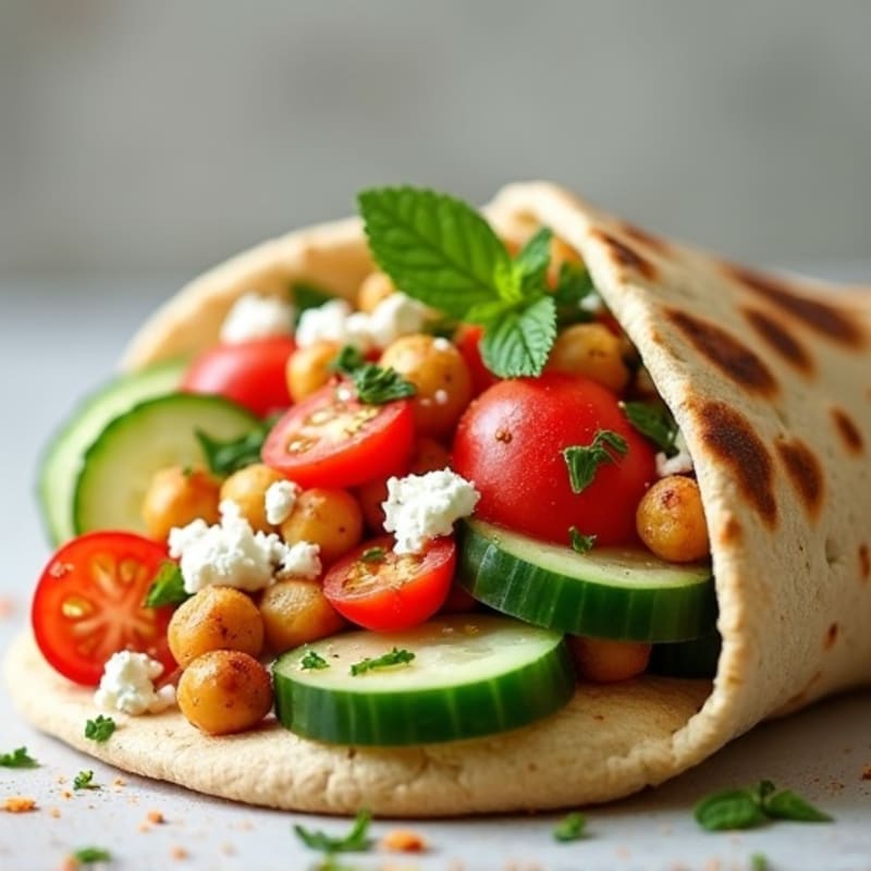 Crispy Chickpea and Fresh Cucumber Tomato Pita