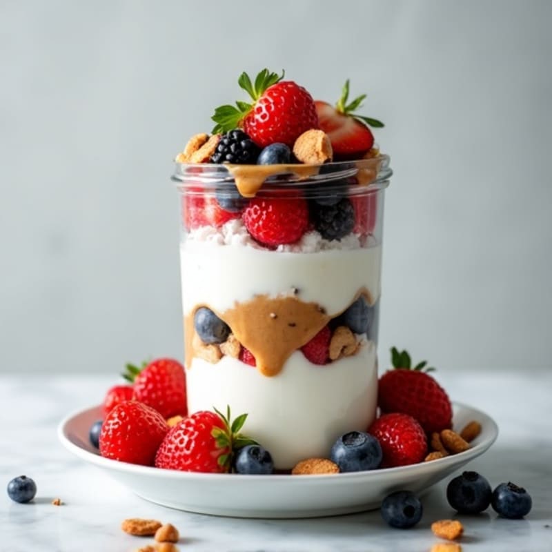 Greek Yogurt Protein Parfait with Berries and Almond Butter