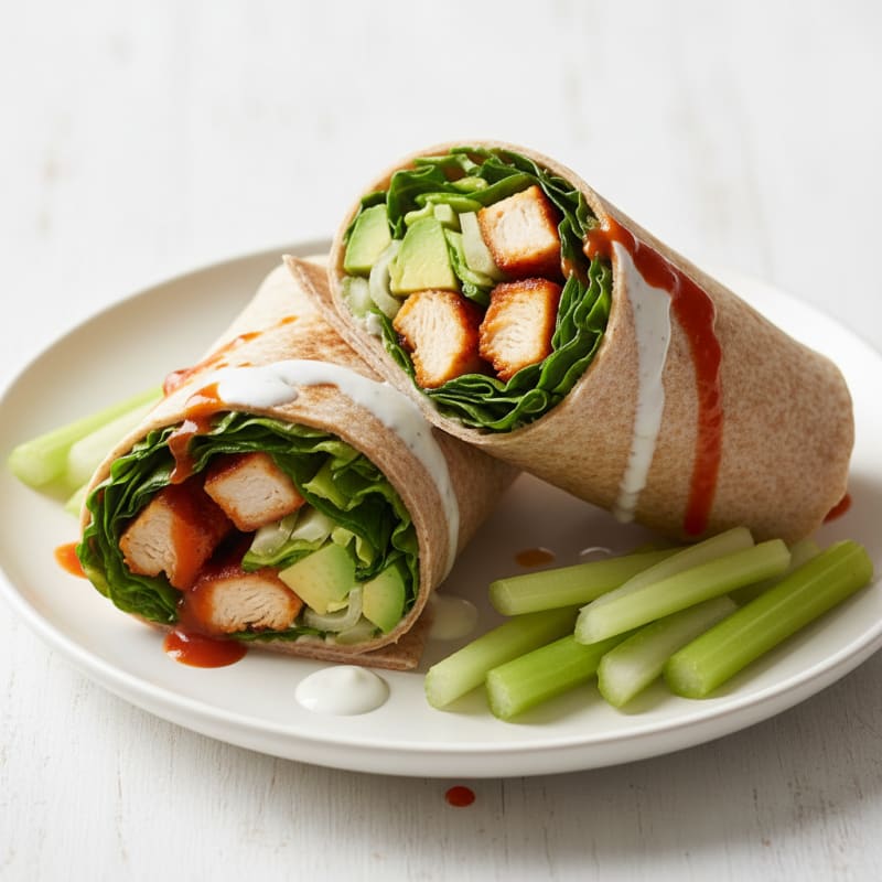 Buffalo Ranch Chicken Wraps with Celery
