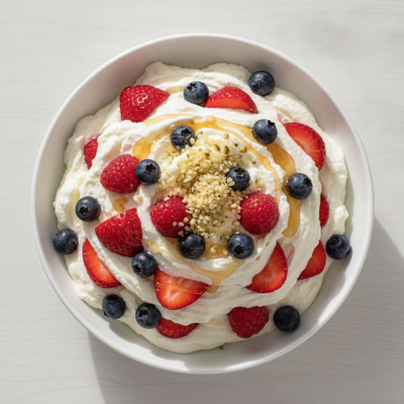 Greek Yogurt Protein Mousse with Mixed Berries