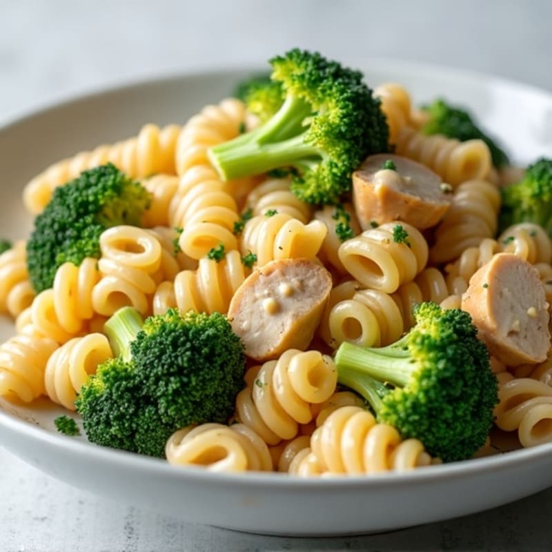 Creamy Chicken Pasta with Roasted Broccoli