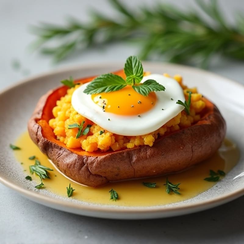 Crispy-Skinned Sweet Potato with Greek Yogurt and Herbs