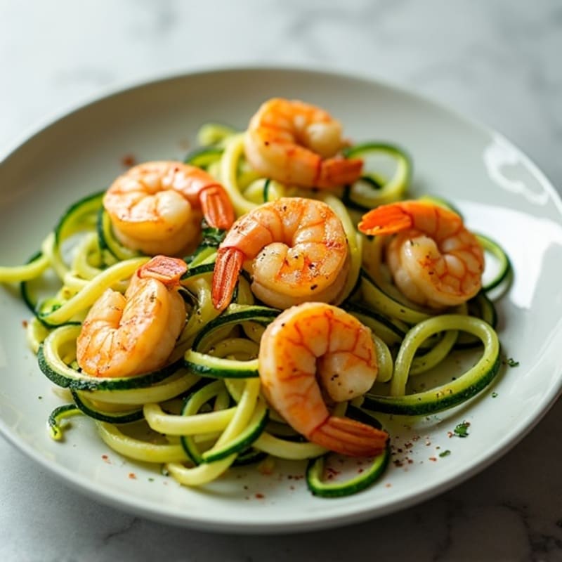 Pan-Seared Garlic Butter Shrimp with Zucchini Noodles