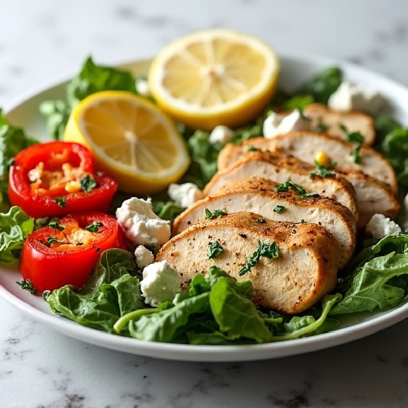 Lemon Herb Chicken and Feta Salad with Crispy Vegetables