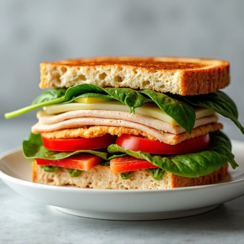 Crispy Stacked Turkey and Veggie Grilled Sandwich