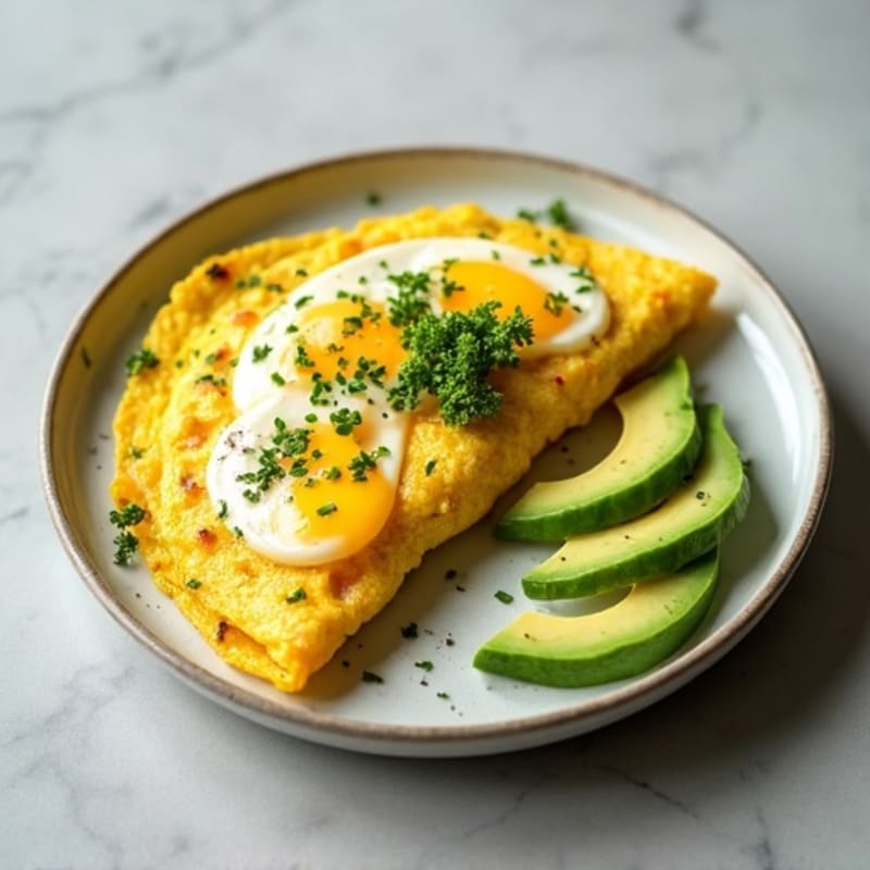 Fluffy Herb Omelette with Creamy Avocado