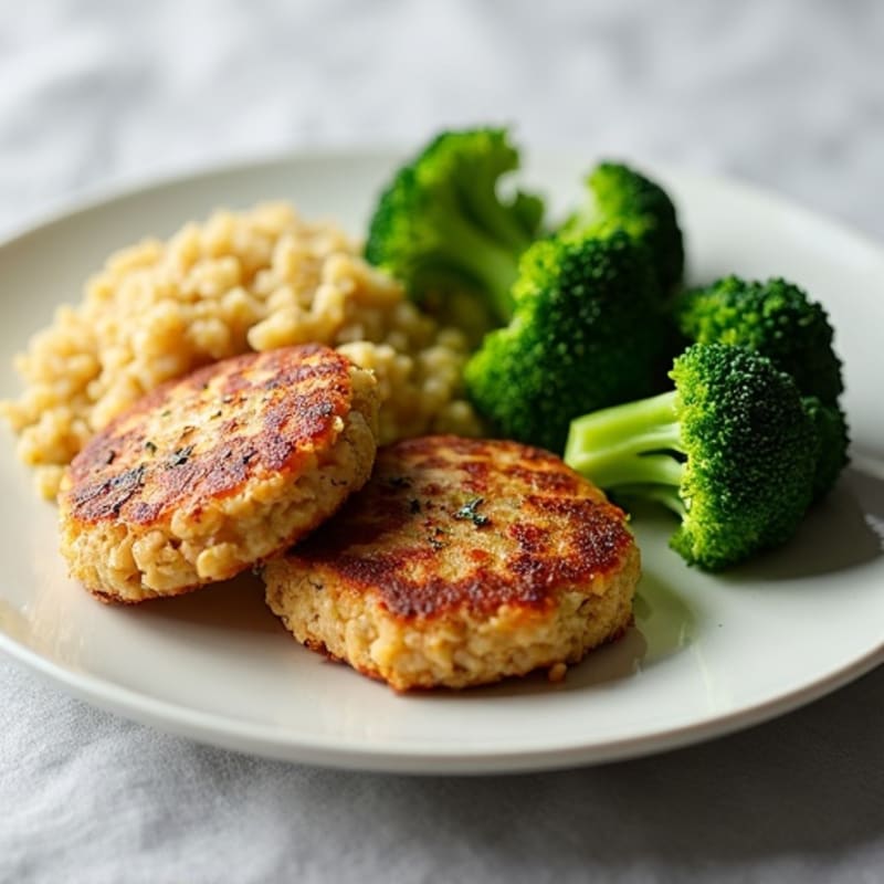 Seared Turkey Patties with Steamed Broccoli