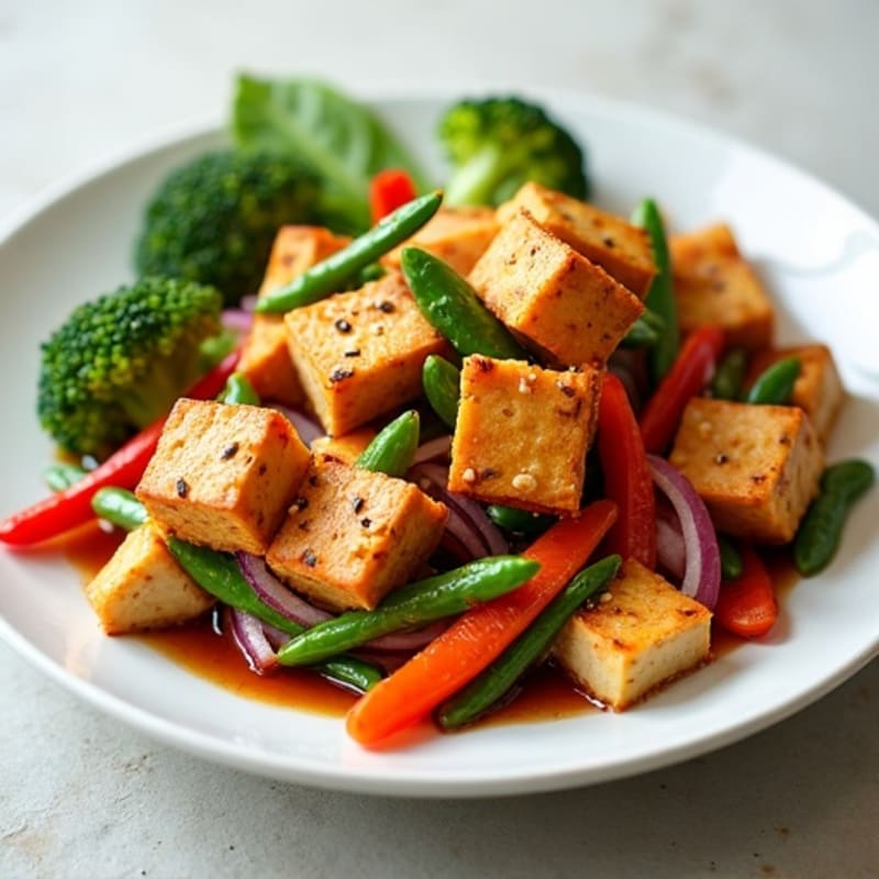 Crispy Sesame Tofu Stir-Fry with Fresh Vegetables