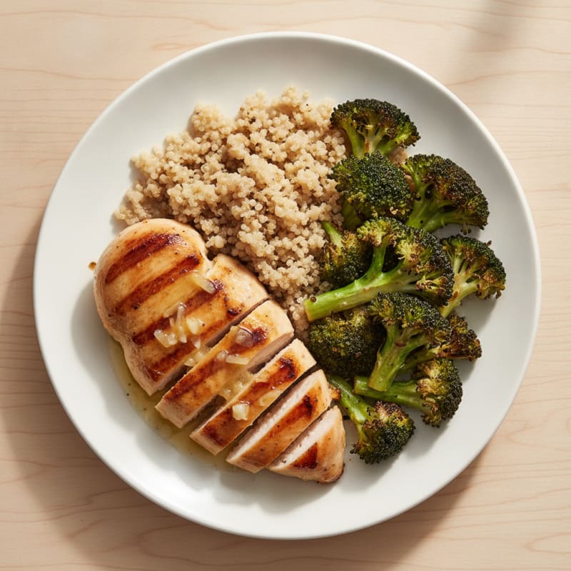 Grilled Chicken Breast with Roasted Broccoli and Quinoa