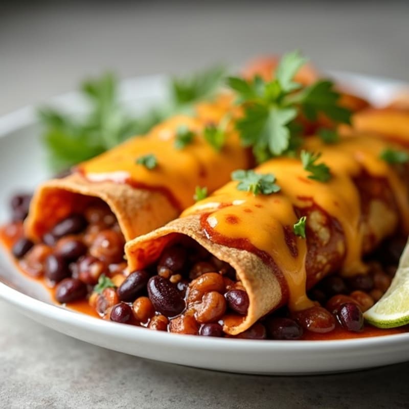 Healthy Cheesy Lean Beef and Black Bean Enchiladas