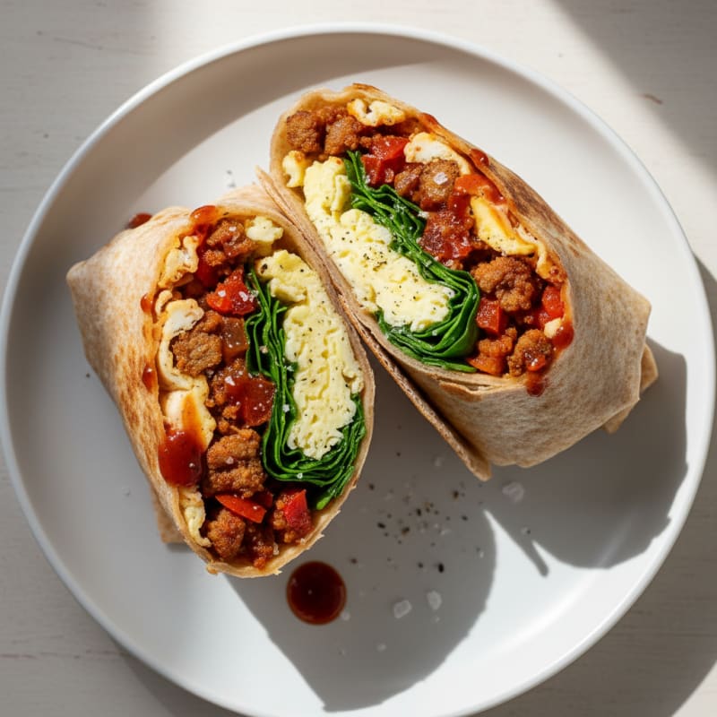 Crispy Chorizo and Egg Breakfast Burrito