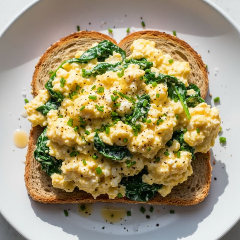Creamy Cottage Cheese and Spinach Egg Scramble