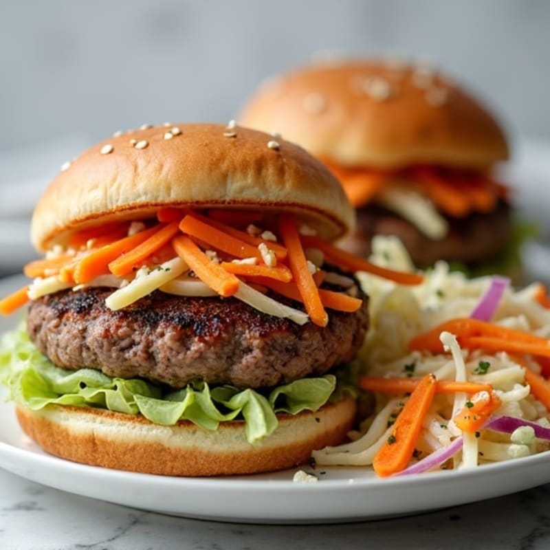 Lean Grilled Buffalo Blue Cheese Burgers with Fresh Veggie Slaw