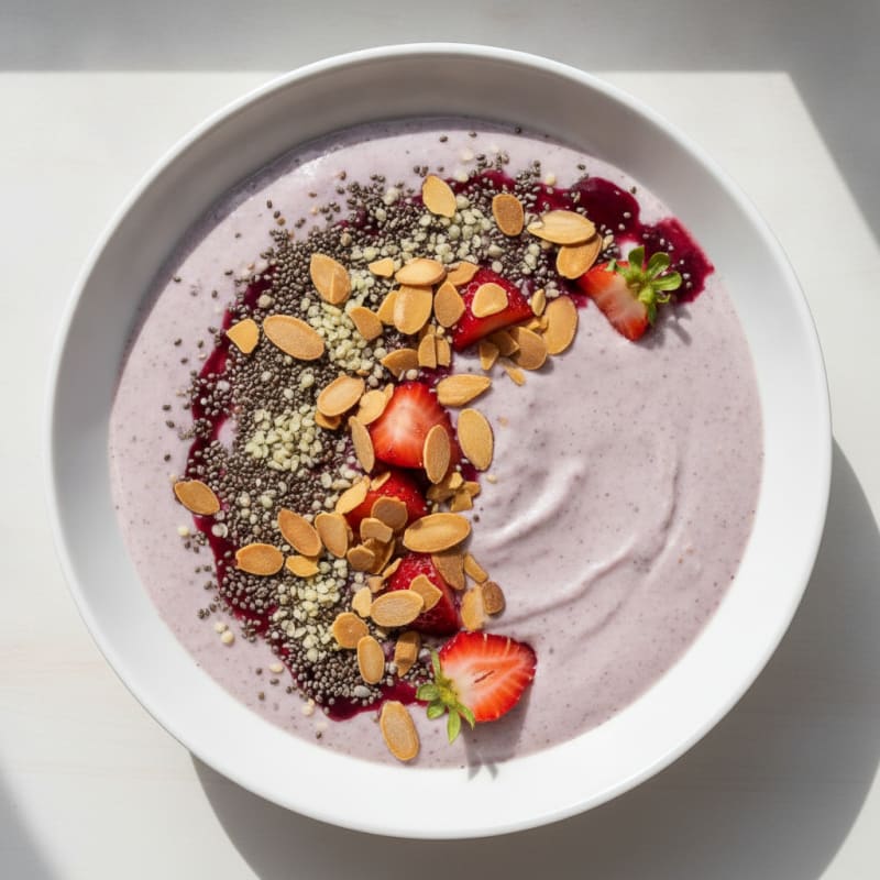 Silky Tofu Protein Smoothie Bowl with Chia and Berries
