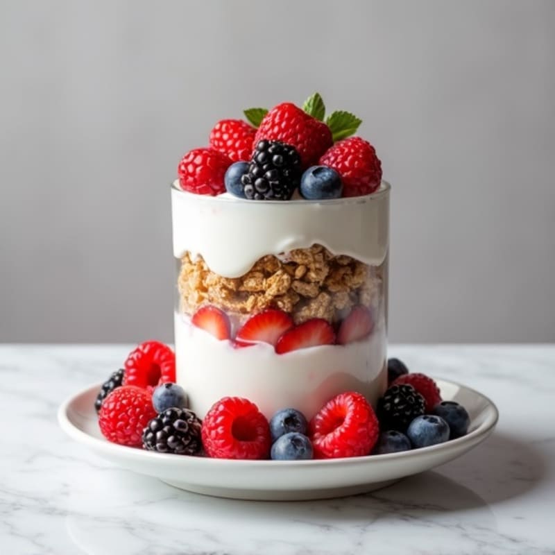 Greek Yogurt Protein Parfait with Mixed Berries