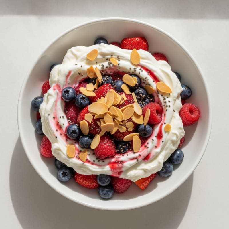 Greek Yogurt Protein Parfait with Berries and Almonds