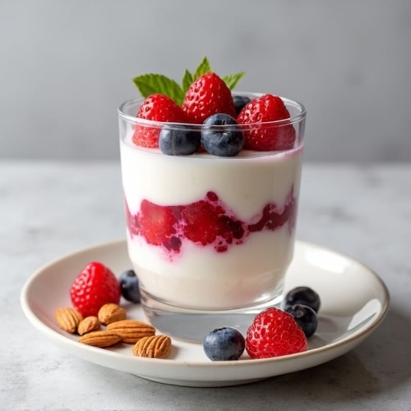 Greek Yogurt Protein Parfait with Mixed Berries and Almonds