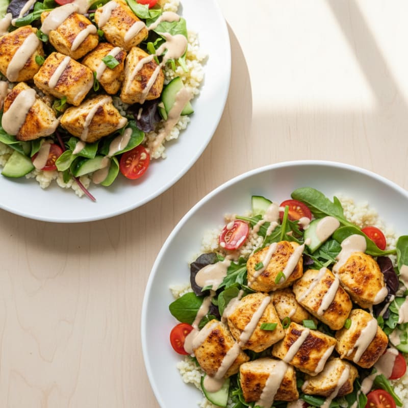 Tender Lemon-Herb Chicken Shawarma Bowls