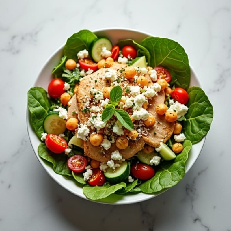 Fresh Chopped Vegetable Salad with Creamy Feta and Lemon-Herb Dressing